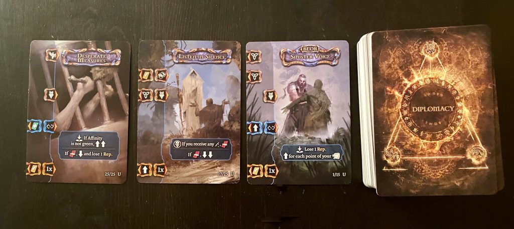 Diplomacy cards from Tainted Grail
