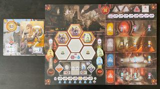 Path of Progress player board with one powered-up exosuit worker
