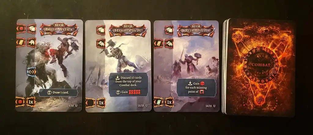 Combat cards from Tainted Grail
